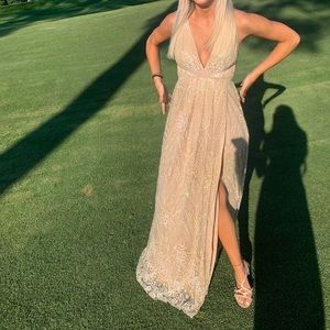 Gold sequin prom dress